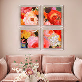 Yellow and Violet Flowers ABCD - High Resolution Giclee Printed Canvas Framed in Contemporary Clear Acrylic Frame